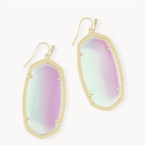 Danielle Gold Statement Earrings in Dichroic Glass with Bags- EUC